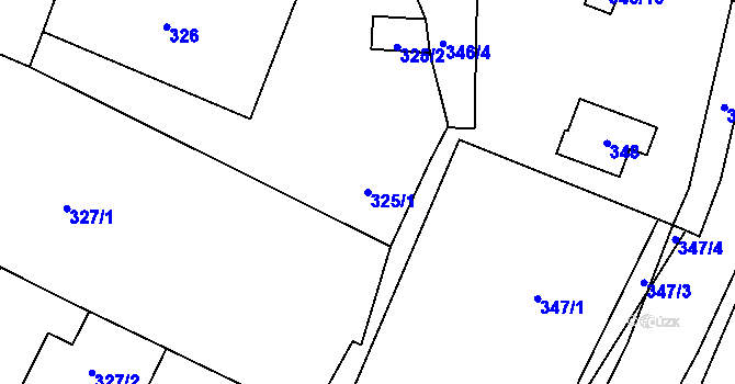 Parcela st. 325/1 v KÚ Kačice, Katastrální mapa