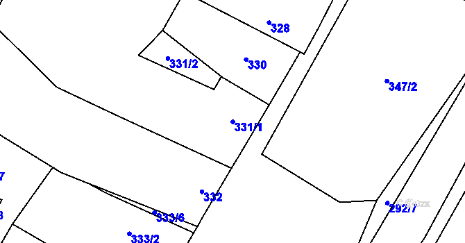 Parcela st. 331/1 v KÚ Kačice, Katastrální mapa