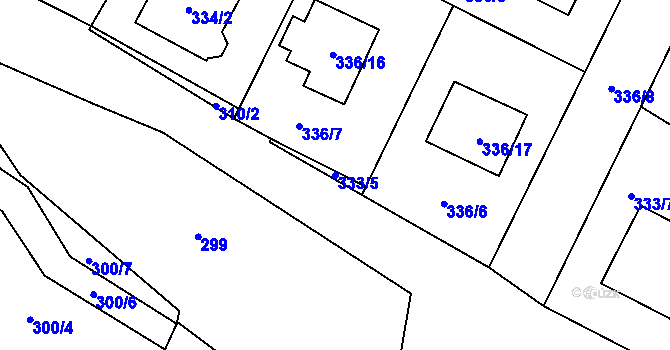 Parcela st. 333/5 v KÚ Kačice, Katastrální mapa