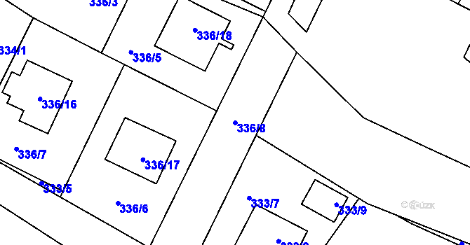 Parcela st. 336/8 v KÚ Kačice, Katastrální mapa
