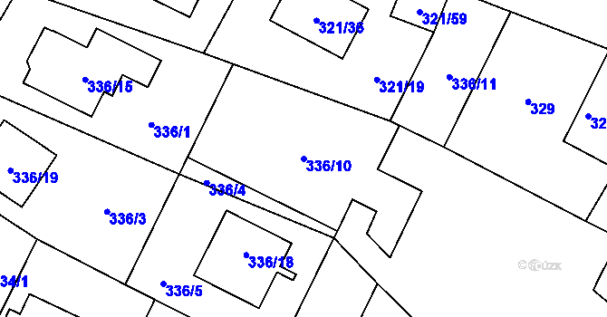 Parcela st. 336/10 v KÚ Kačice, Katastrální mapa