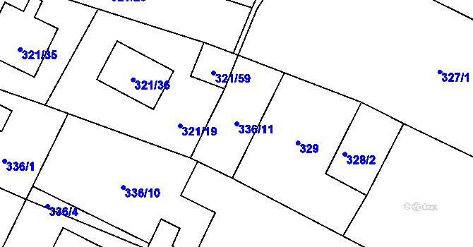Parcela st. 336/11 v KÚ Kačice, Katastrální mapa