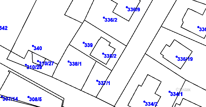 Parcela st. 338/2 v KÚ Kačice, Katastrální mapa