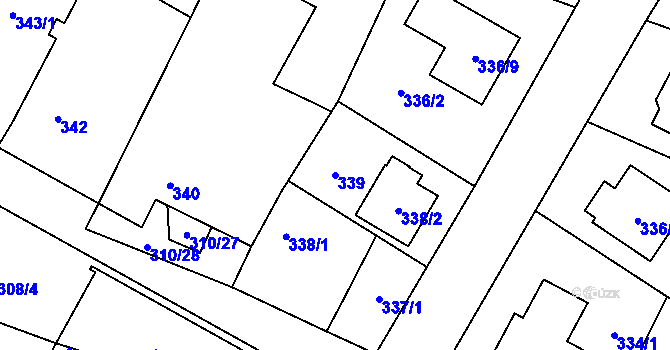 Parcela st. 339 v KÚ Kačice, Katastrální mapa