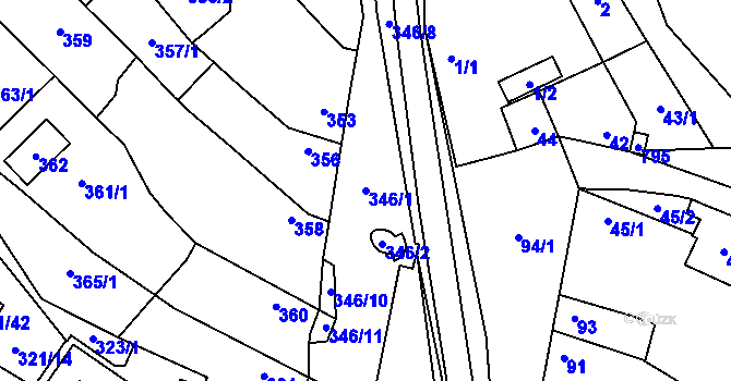 Parcela st. 346/1 v KÚ Kačice, Katastrální mapa