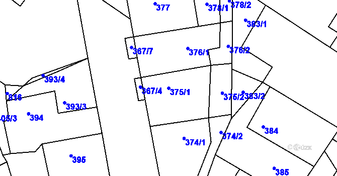 Parcela st. 375/1 v KÚ Kačice, Katastrální mapa