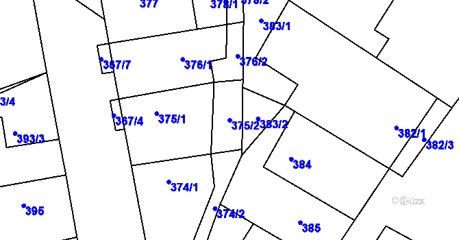 Parcela st. 375/2 v KÚ Kačice, Katastrální mapa