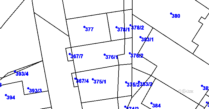 Parcela st. 376/1 v KÚ Kačice, Katastrální mapa