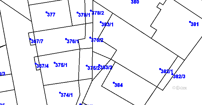 Parcela st. 383 v KÚ Kačice, Katastrální mapa