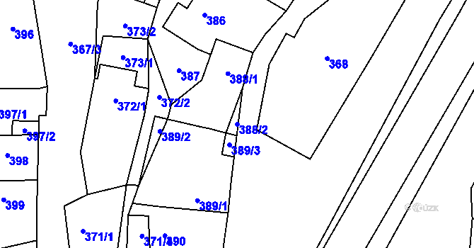Parcela st. 388/2 v KÚ Kačice, Katastrální mapa