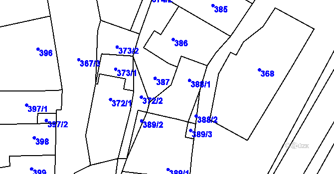 Parcela st. 388/3 v KÚ Kačice, Katastrální mapa