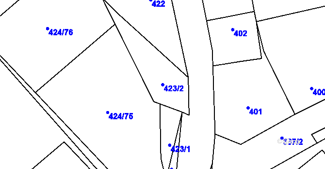 Parcela st. 423/2 v KÚ Kačice, Katastrální mapa