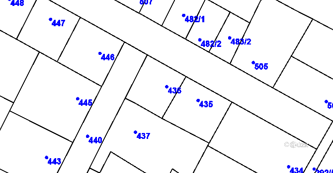 Parcela st. 436 v KÚ Kačice, Katastrální mapa