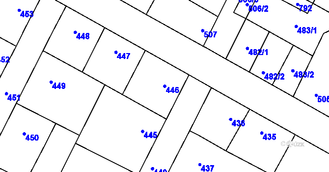 Parcela st. 446 v KÚ Kačice, Katastrální mapa