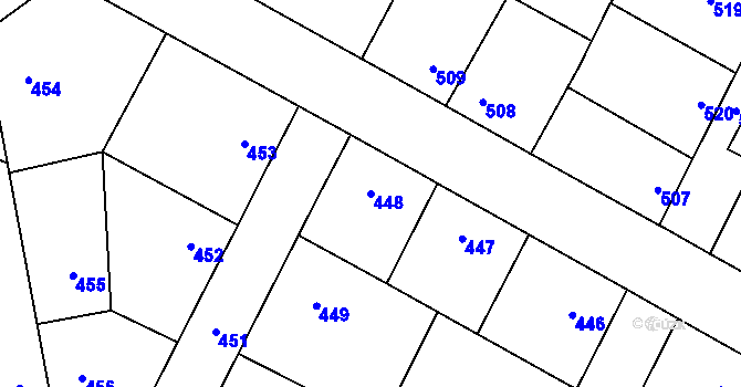 Parcela st. 448 v KÚ Kačice, Katastrální mapa