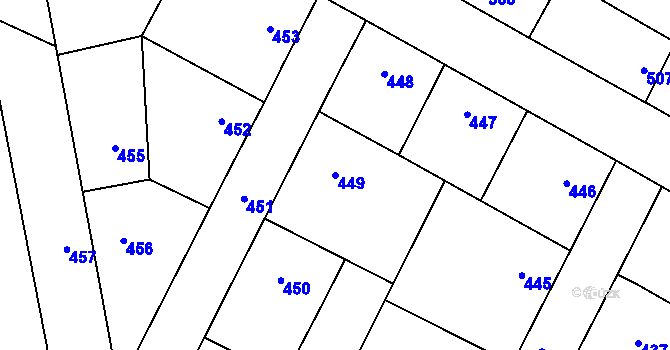 Parcela st. 449 v KÚ Kačice, Katastrální mapa