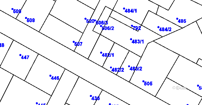 Parcela st. 482/1 v KÚ Kačice, Katastrální mapa