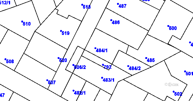 Parcela st. 484 v KÚ Kačice, Katastrální mapa
