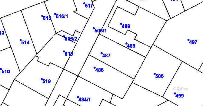 Parcela st. 487 v KÚ Kačice, Katastrální mapa