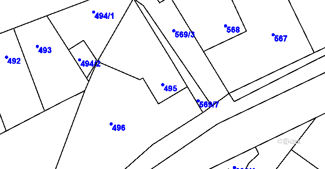 Parcela st. 495 v KÚ Kačice, Katastrální mapa