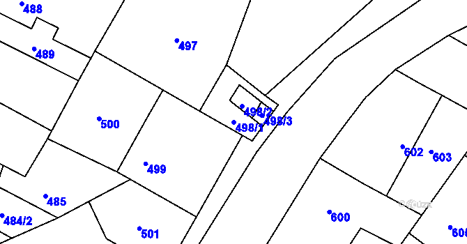 Parcela st. 498/1 v KÚ Kačice, Katastrální mapa
