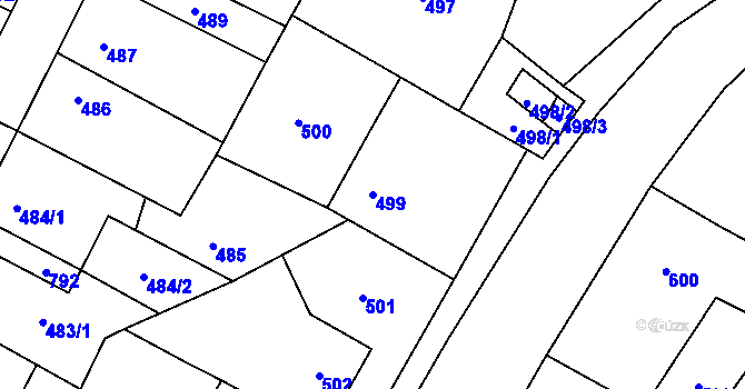 Parcela st. 499 v KÚ Kačice, Katastrální mapa