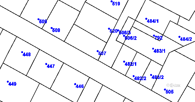 Parcela st. 507 v KÚ Kačice, Katastrální mapa