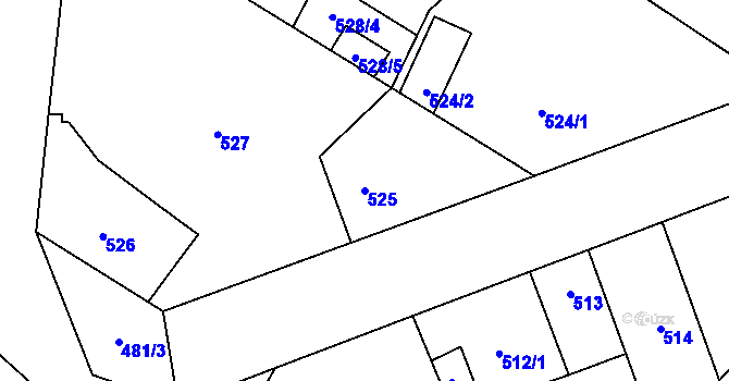 Parcela st. 525 v KÚ Kačice, Katastrální mapa