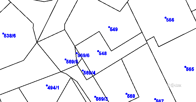 Parcela st. 548 v KÚ Kačice, Katastrální mapa