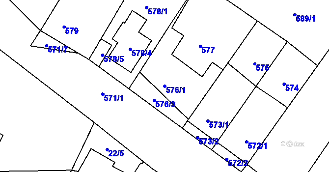 Parcela st. 576/1 v KÚ Kačice, Katastrální mapa