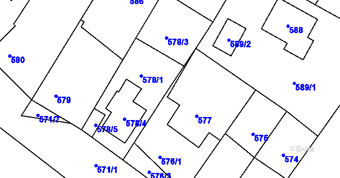 Parcela st. 576/2 v KÚ Kačice, Katastrální mapa
