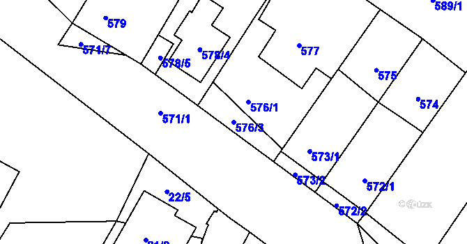 Parcela st. 576/3 v KÚ Kačice, Katastrální mapa