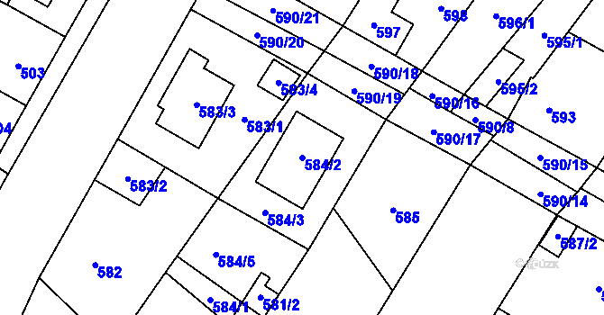 Parcela st. 584/2 v KÚ Kačice, Katastrální mapa