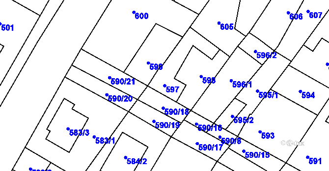 Parcela st. 597 v KÚ Kačice, Katastrální mapa