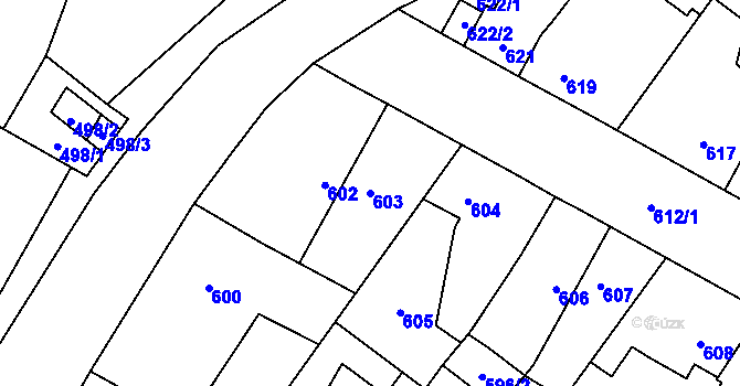 Parcela st. 603 v KÚ Kačice, Katastrální mapa