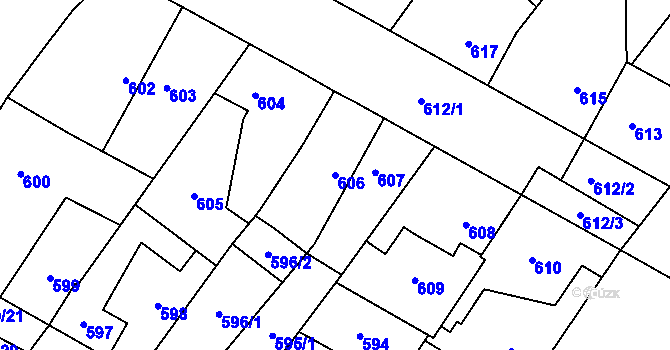 Parcela st. 606 v KÚ Kačice, Katastrální mapa