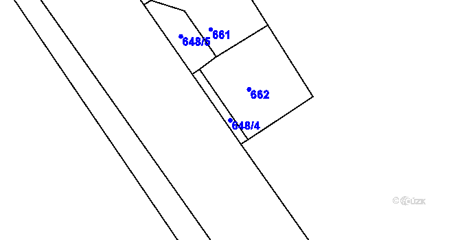 Parcela st. 648/4 v KÚ Kačice, Katastrální mapa