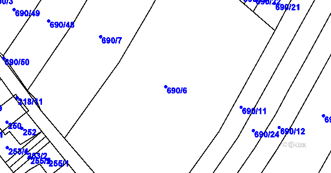 Parcela st. 690/6 v KÚ Kačice, Katastrální mapa