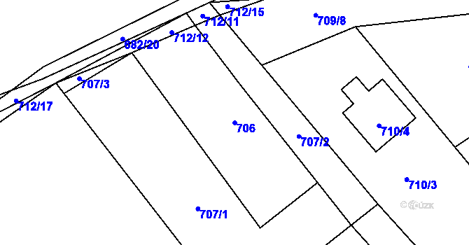 Parcela st. 706 v KÚ Kačice, Katastrální mapa