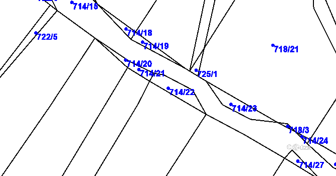 Parcela st. 714/22 v KÚ Kačice, Katastrální mapa