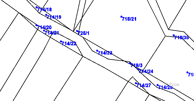 Parcela st. 714/23 v KÚ Kačice, Katastrální mapa