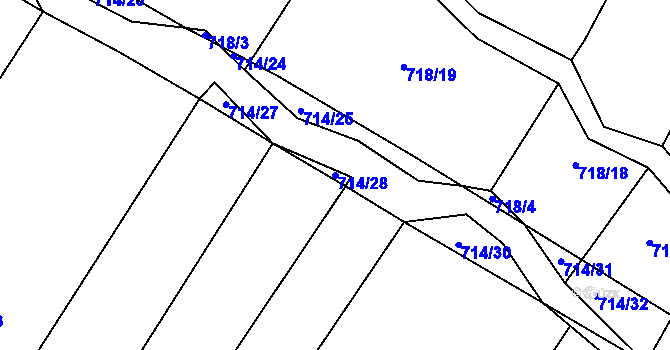 Parcela st. 714/28 v KÚ Kačice, Katastrální mapa