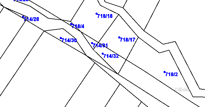 Parcela st. 714/32 v KÚ Kačice, Katastrální mapa