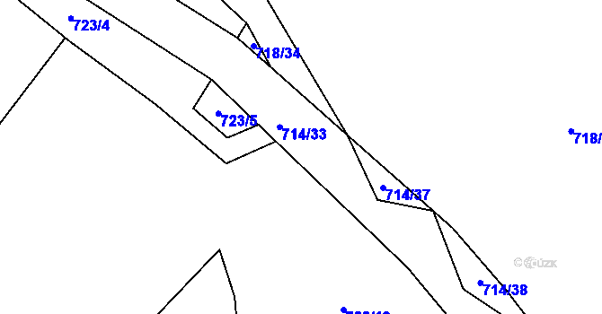 Parcela st. 714/35 v KÚ Kačice, Katastrální mapa