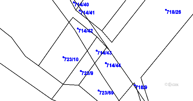 Parcela st. 714/43 v KÚ Kačice, Katastrální mapa