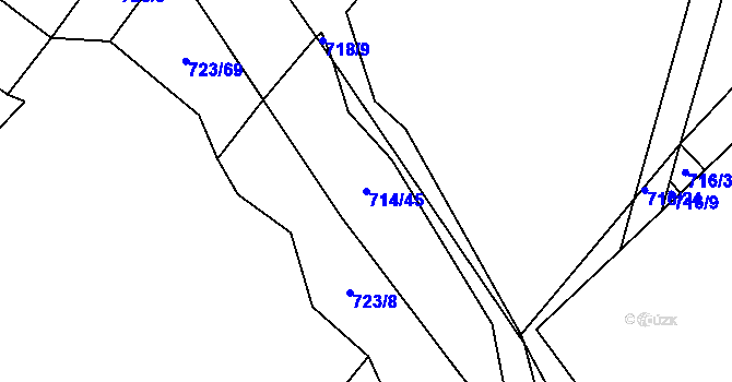 Parcela st. 714/45 v KÚ Kačice, Katastrální mapa