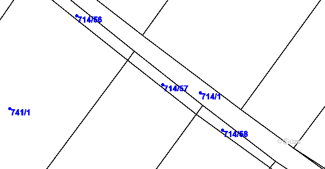 Parcela st. 714/57 v KÚ Kačice, Katastrální mapa