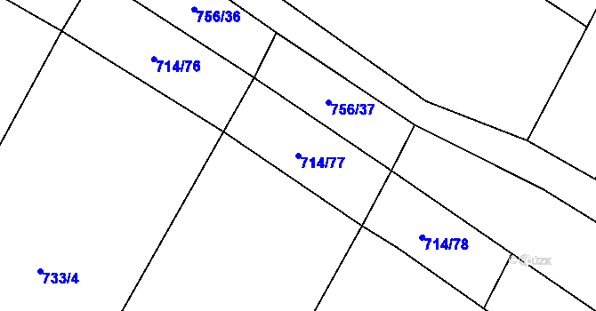 Parcela st. 714/77 v KÚ Kačice, Katastrální mapa