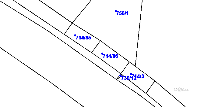 Parcela st. 714/86 v KÚ Kačice, Katastrální mapa