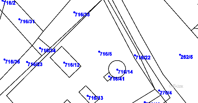 Parcela st. 716/5 v KÚ Kačice, Katastrální mapa